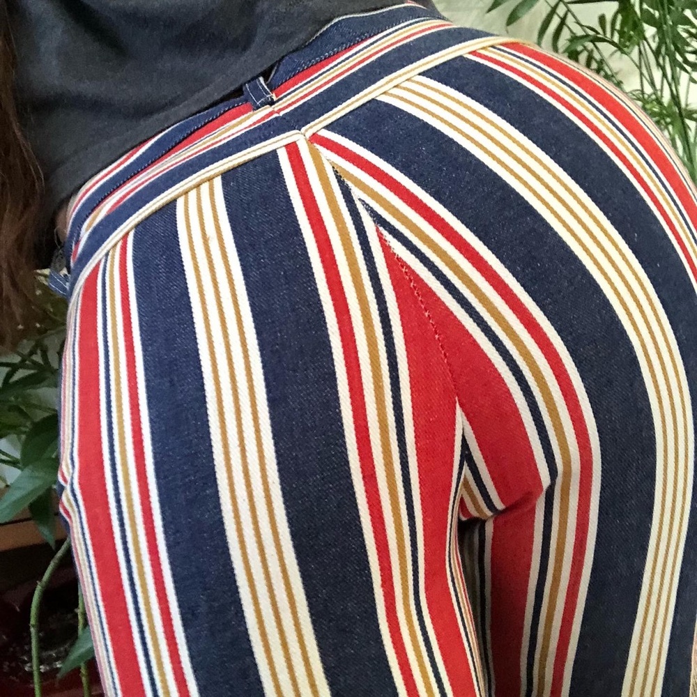 Striped vintage high waisted denim jeans